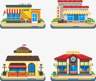 矢量街边商铺免抠