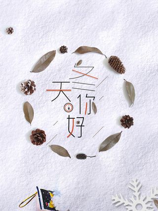 清新简约白色冬天你好节日海报高清