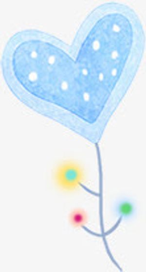 手绘蓝色水彩爱心装饰免抠