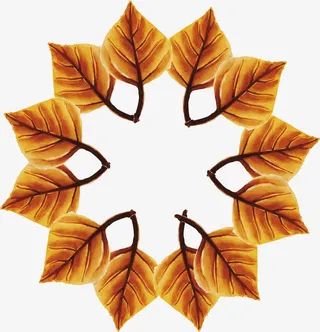 水彩金色秋叶免抠