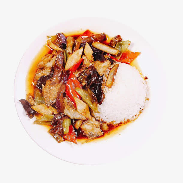 一盘鱼香茄子饭免抠