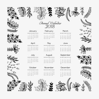 树叶边框年年历模板免抠