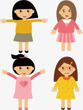 四个美丽的小姑娘免抠