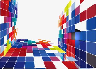 彩色炫彩方块3D背景国外创意矢