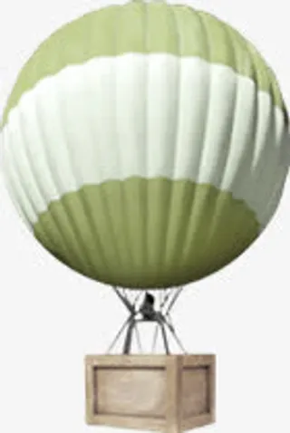 绿色白色热气球免抠