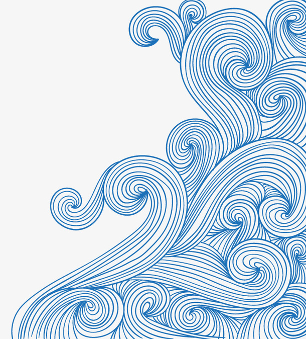 手绘海浪中国风国潮免抠