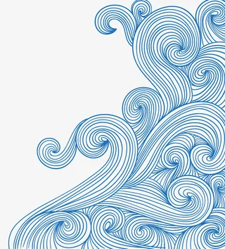 手绘海浪中国风国潮免抠