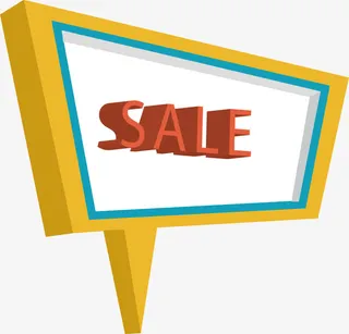 四边形黄色促销气泡免抠