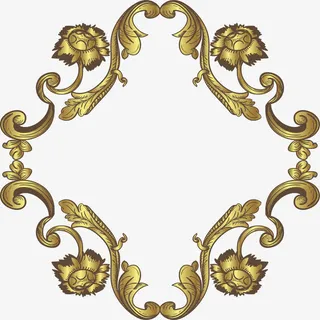 金色花纹边框纹理免抠