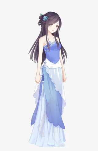 卡通蓝色衣服女孩免抠