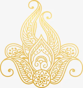 金色简约花藤免抠