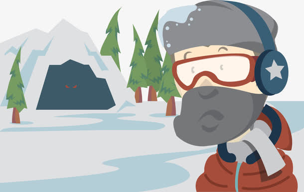 矢量雪地里的男人免抠