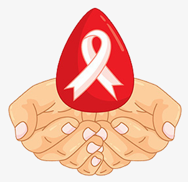 免抠防艾手捧心红丝带免抠