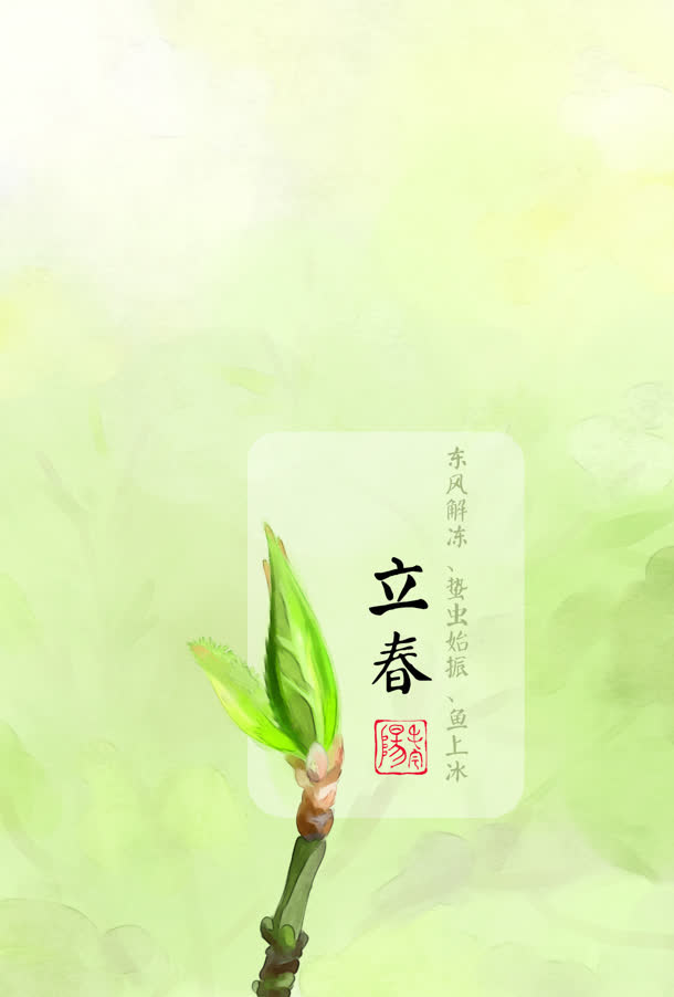 绿色树叶节气立春免抠