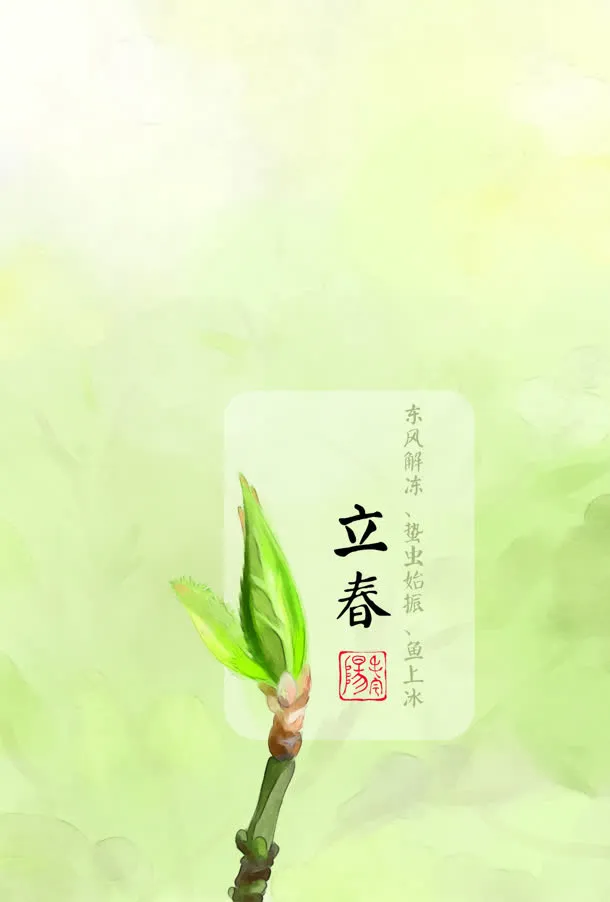 绿色树叶节气立春免抠
