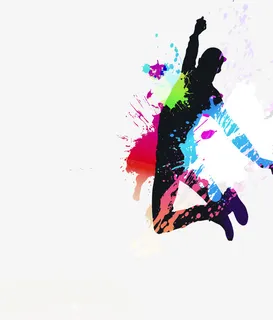 绚丽色彩的跳跃的人物免抠