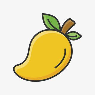 黄色手绘线稿芒果免抠