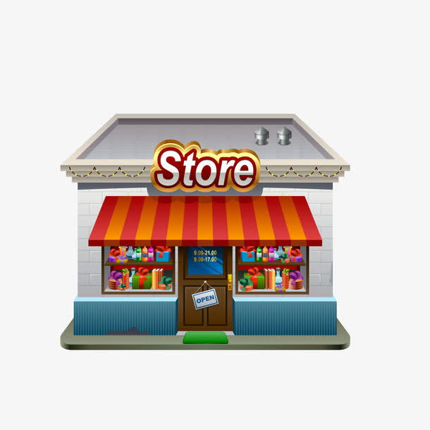 矢量手绘卡通便利店免抠