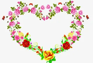 玫瑰花朵边框爱心免抠