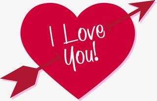 手绘红色爱心箭头免抠