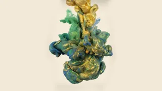 黄绿色水墨喷绘墨迹免抠