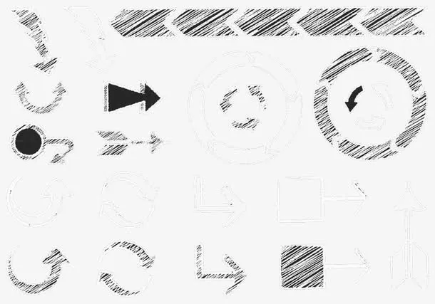 笔触感矢量小清新圆形箭头免抠