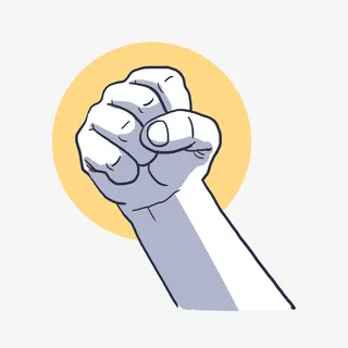 手绘线描加油拳头PNG免抠素材免抠