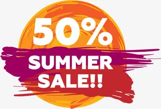 夏日毛笔笔触标签免抠