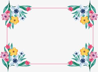 浪漫水彩春花边框免抠