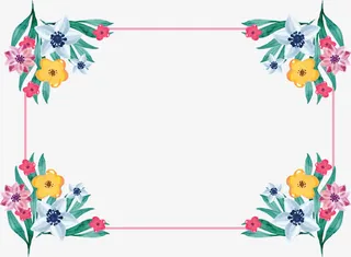浪漫水彩春花边框免抠