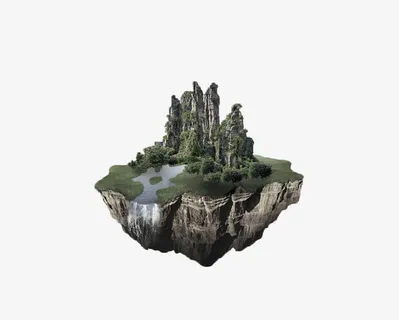 岩石漂浮岛屿免抠