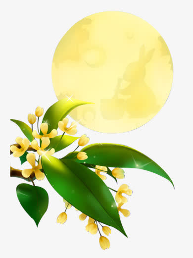 圆月造型原创花朵设计免抠
