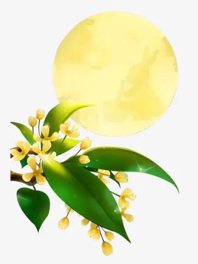 圆月造型原创花朵设计免抠