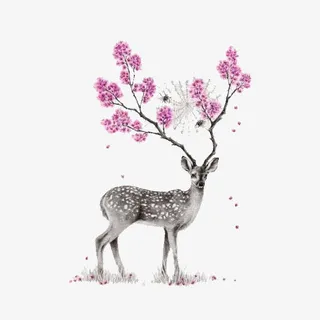 花朵梅花鹿免抠