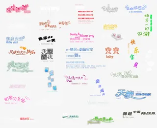 儿童相册艺术字体幸福回味免抠