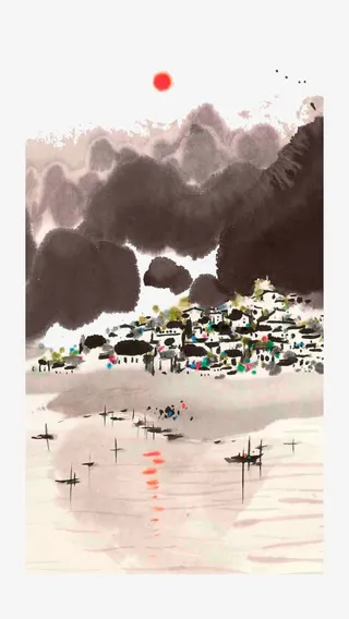 中国风水墨山水免抠