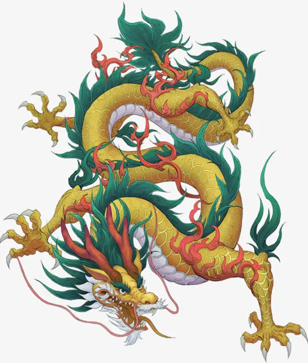 金色古风中国龙免抠