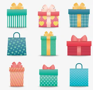 卡通手绘礼盒手拿袋设计免抠