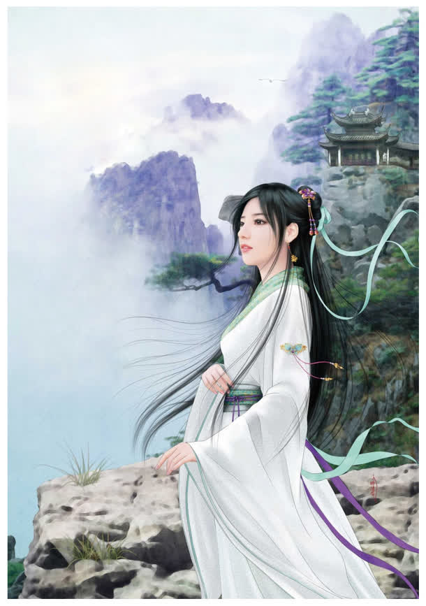 古风清纯优雅美女手绘免抠