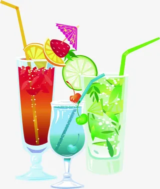 手绘卡通夏日饮品效果免抠