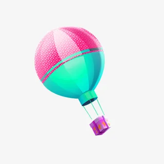 卡通礼盒热气球装饰图案免抠