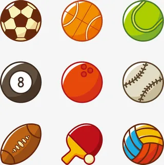 矢量手绘球类运动免抠