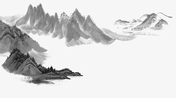 传统水墨山水1免抠