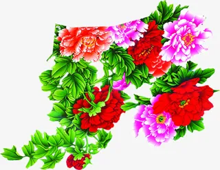 中秋节粉红色花朵绿叶免抠