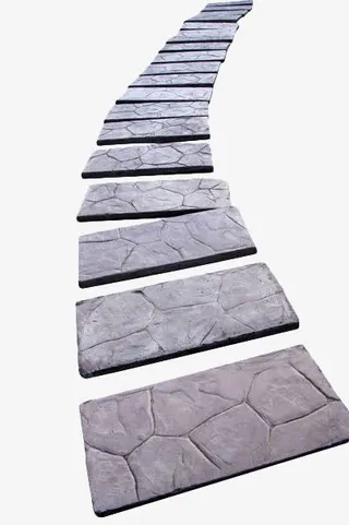 手绘灰色石板小路免抠