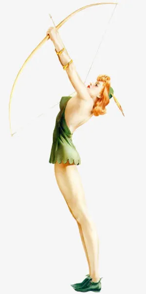 卡通欧美素材欧美剪影 射箭的女免抠