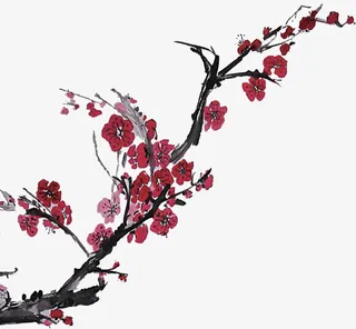 水墨画桃花免抠