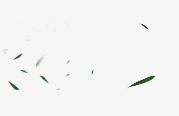 绿色简约柳叶漂浮素材免抠