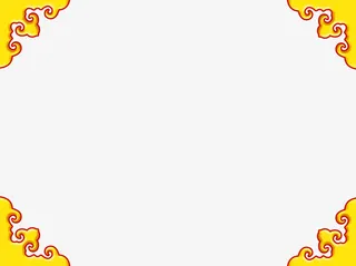 手绘中国花纹边框免抠