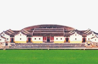 客家围龙屋建筑平视PNG免抠